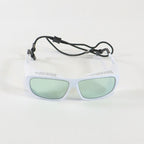 Innovative Optics PPE Safety Glasses White Frame Light Blue Lens 1400-2400 OD4