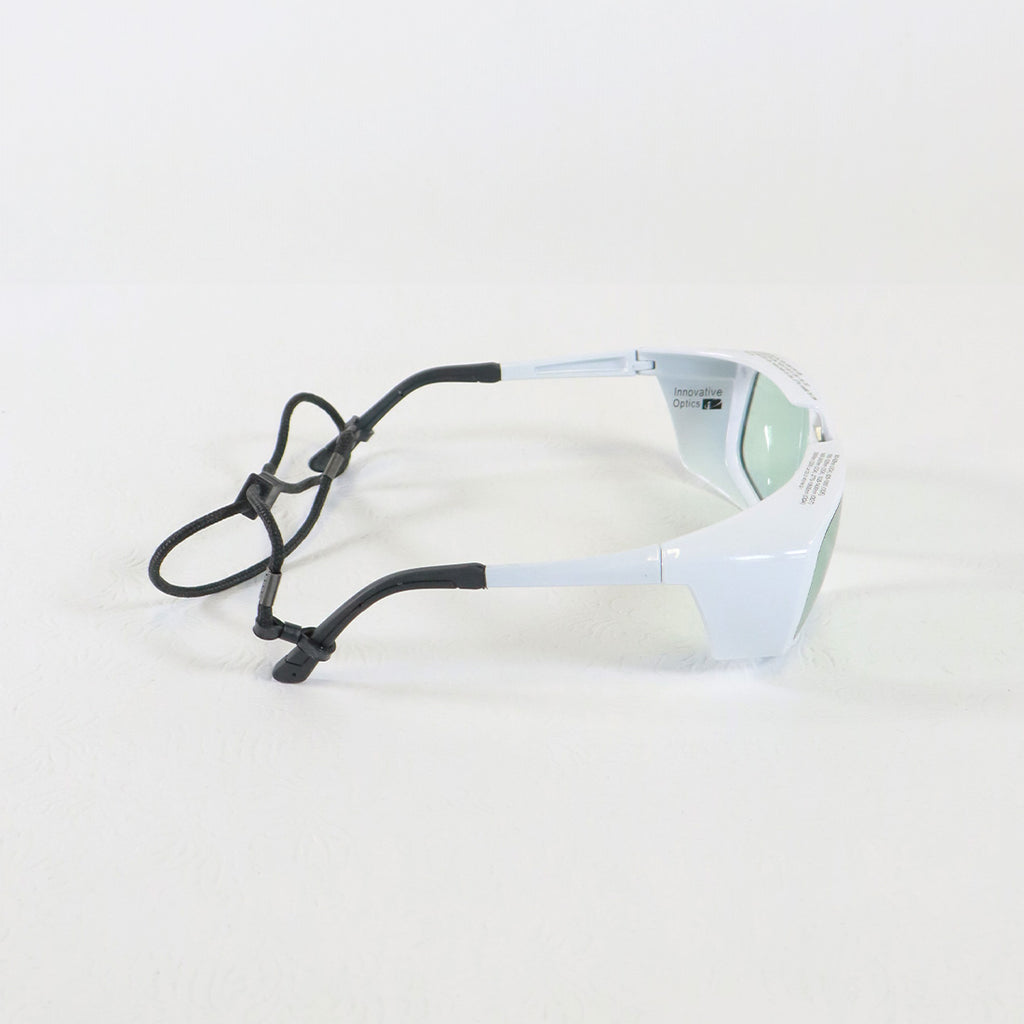 Innovative Optics PPE Safety Glasses White Frame Light Blue Lens 1400-2400 OD4