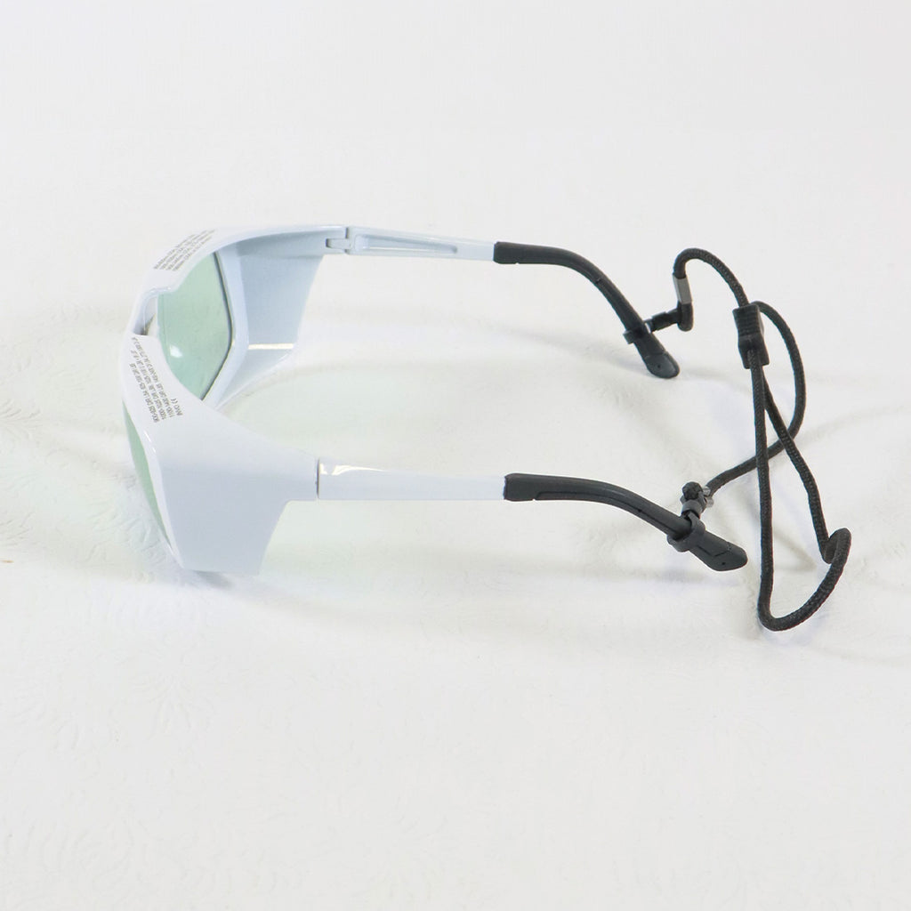 Innovative Optics PPE Safety Glasses White Frame Light Blue Lens 1400-2400 OD4
