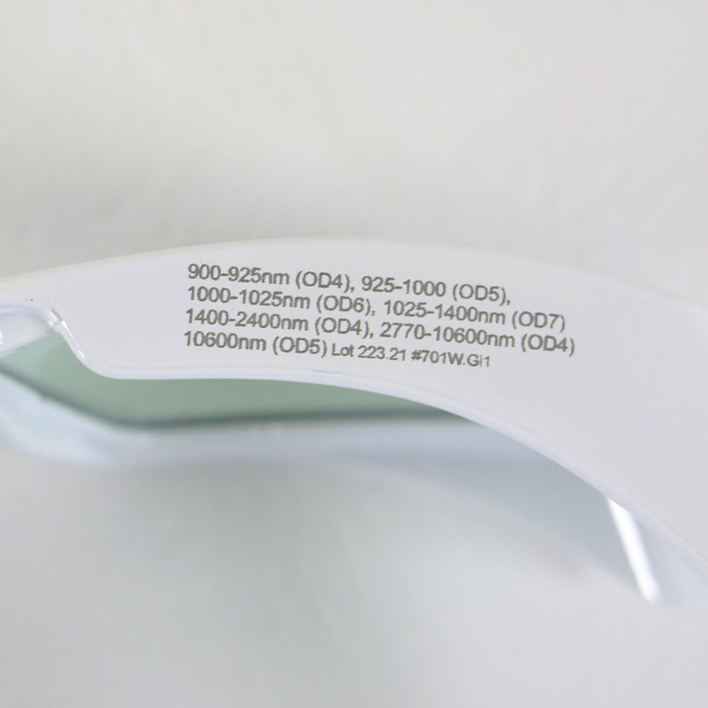 Innovative Optics PPE Safety Glasses White Frame Light Blue Lens 1400-2400 OD4