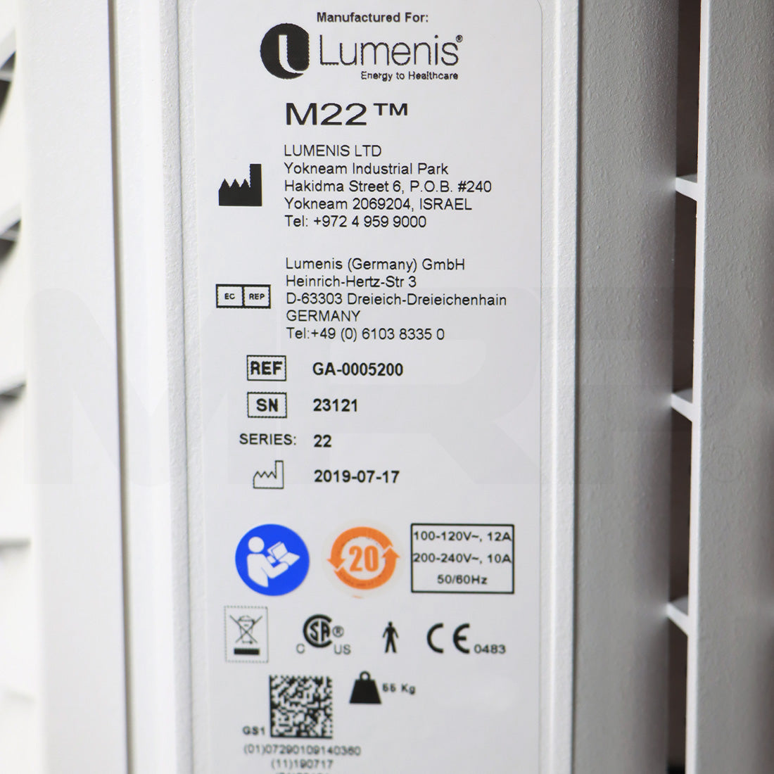 2019 Lumenis M22 System Label