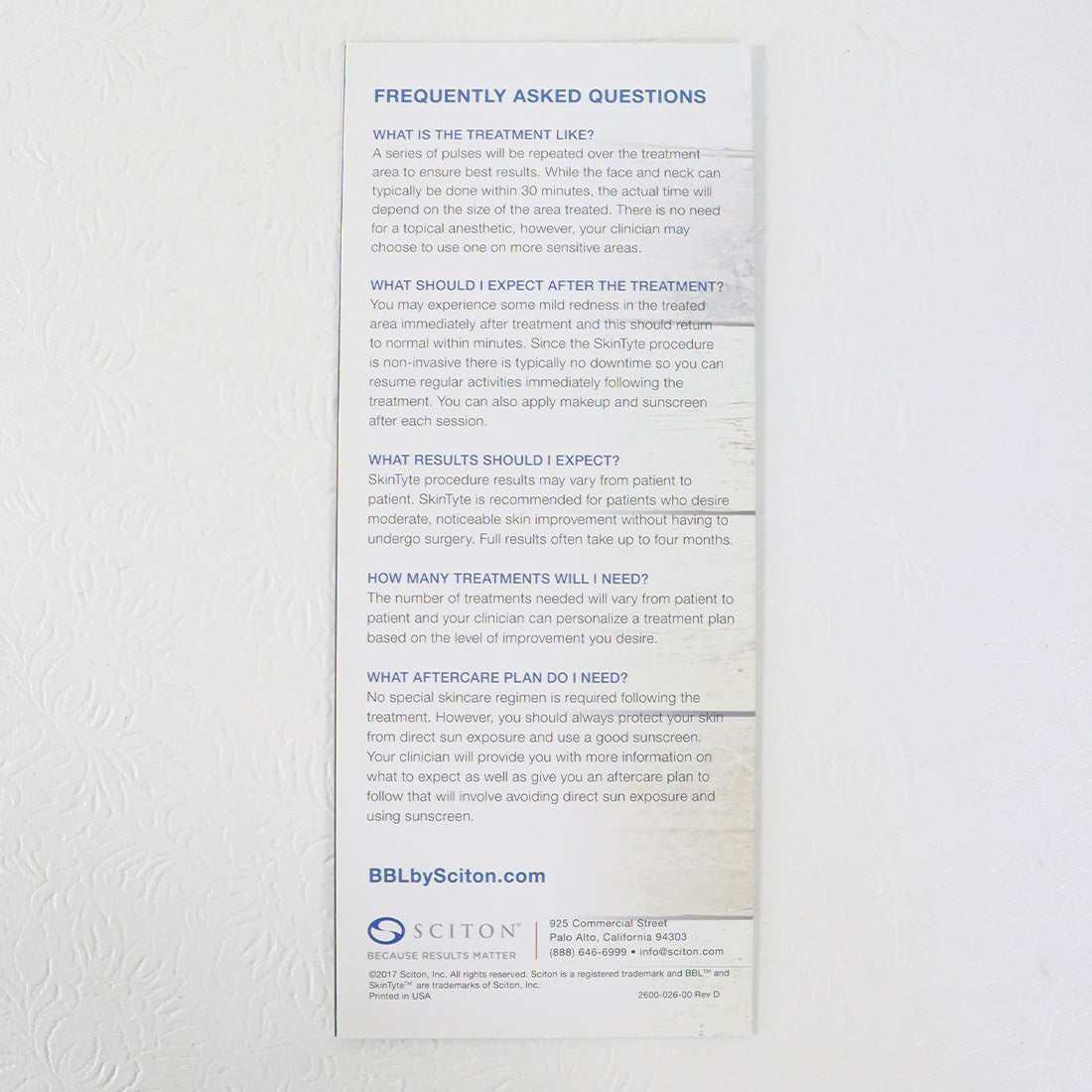 Sciton SkinTyte Love the Skin You're In Marketing Brochures 10pk