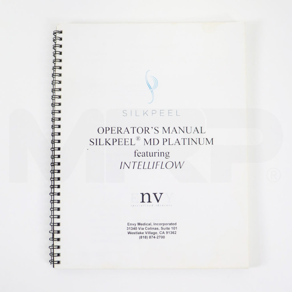 Envy Medical SilkPeel MD Platinum Dermalinfusion Featuring Intelliflow Operator Manual