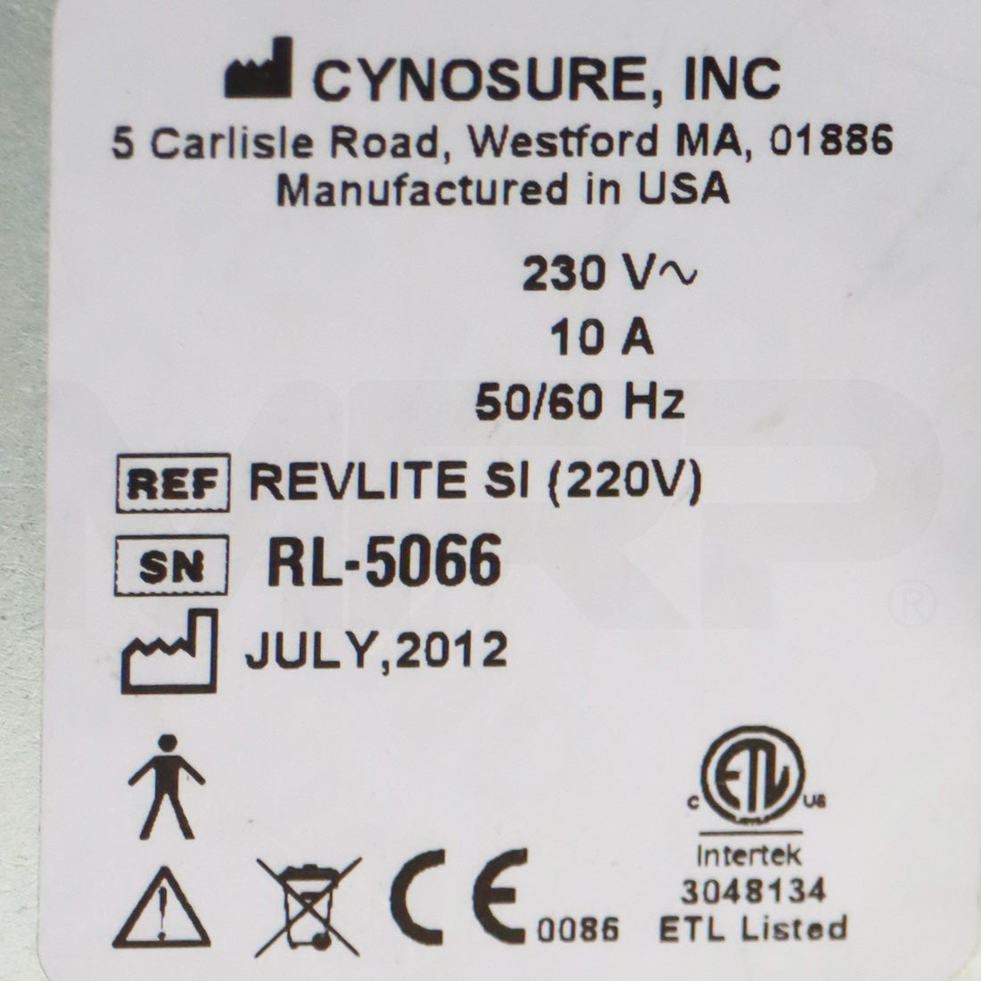 2012 Cynosure ConBio Revlite SI Q-Switched Laser Tattoo Removal System