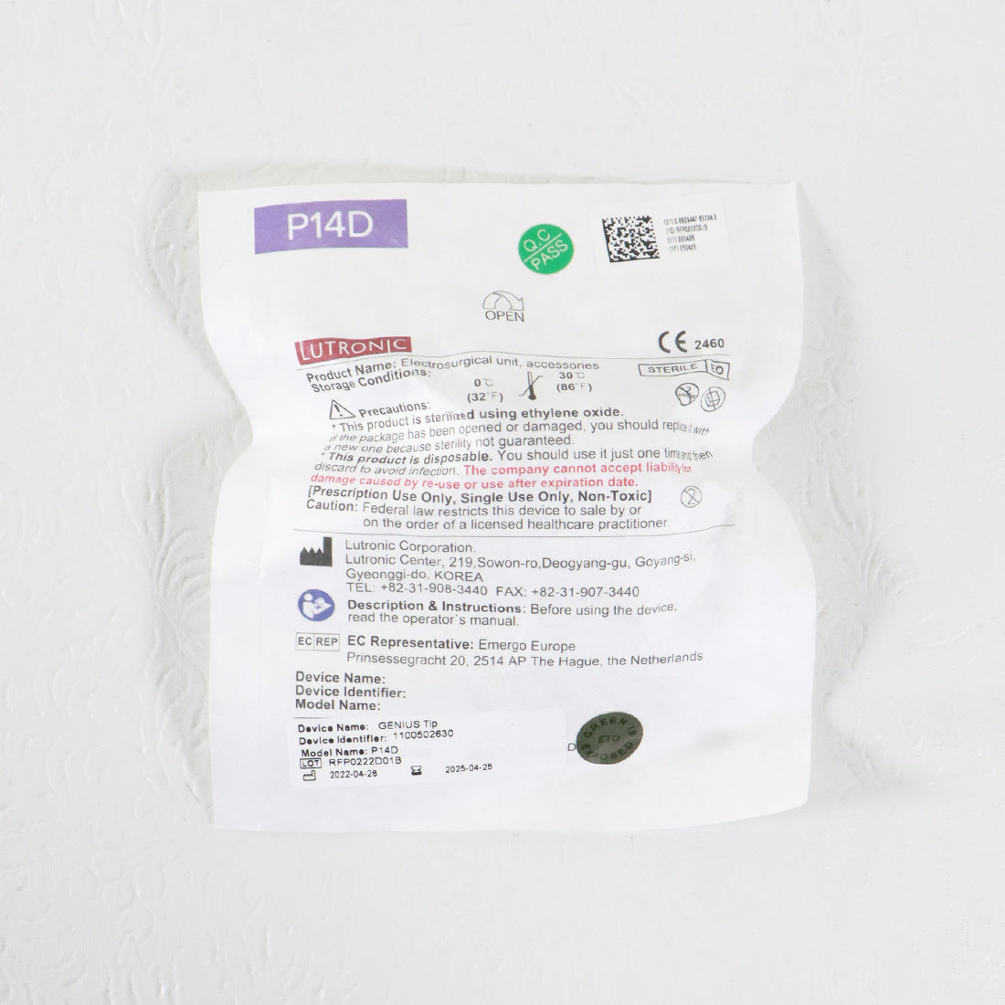 Lutronic Genius P14D Electrosurgical Microneedling Genius Cartridge Tip 1x
