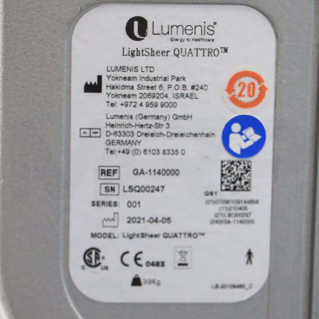 2021 Lumenis LightSheer Quattro Diode Laser Hair Removal System