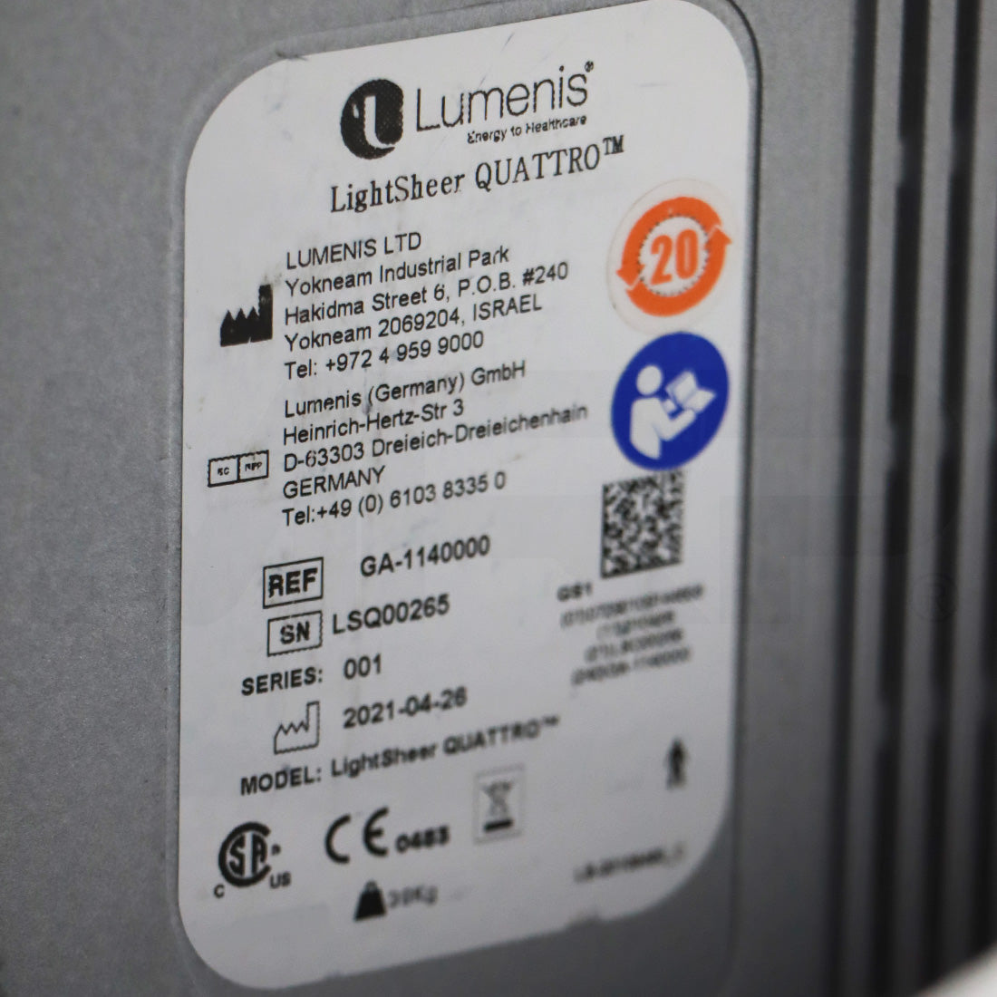 2021 Lumenis LightSheer Quattro Diode Hair Removal System
