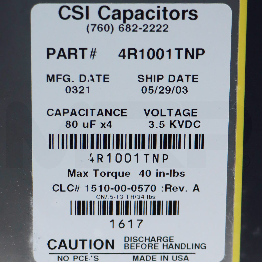 Candela VBeam1 Laser NWL Capacitors 12807 4x80 As-Is