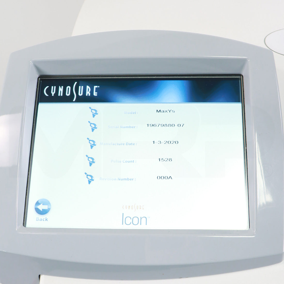 2019 Cynosure Palomar Icon System MaxYs Screen