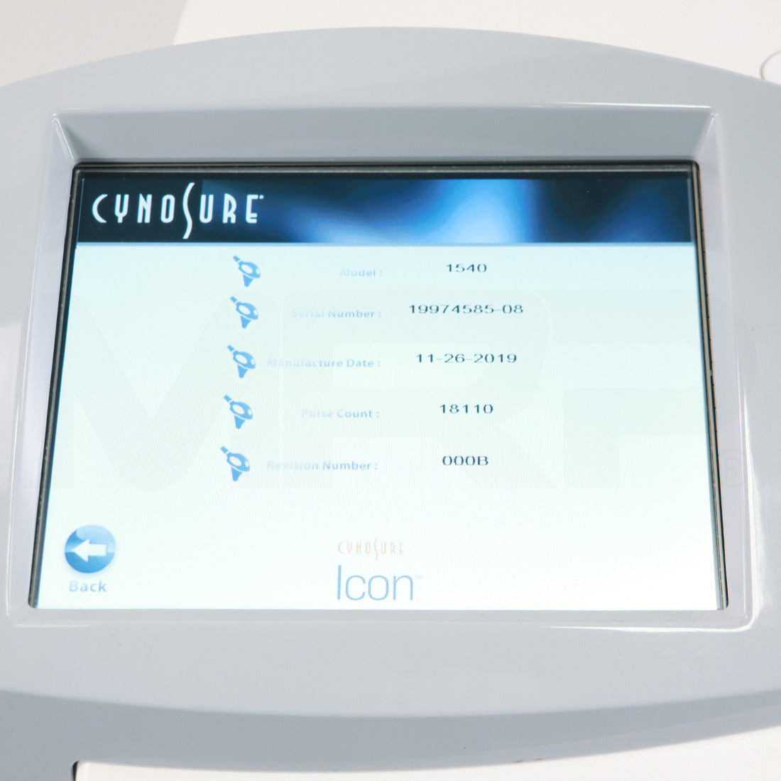 2019 Cynosure Palomar Icon System 1540 Screen