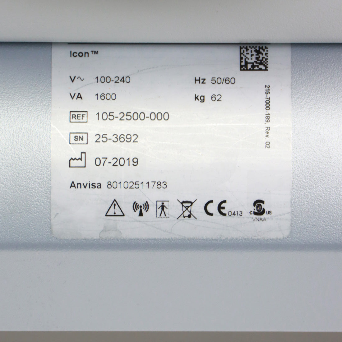 2019 Cynosure Palomar Icon System Label
