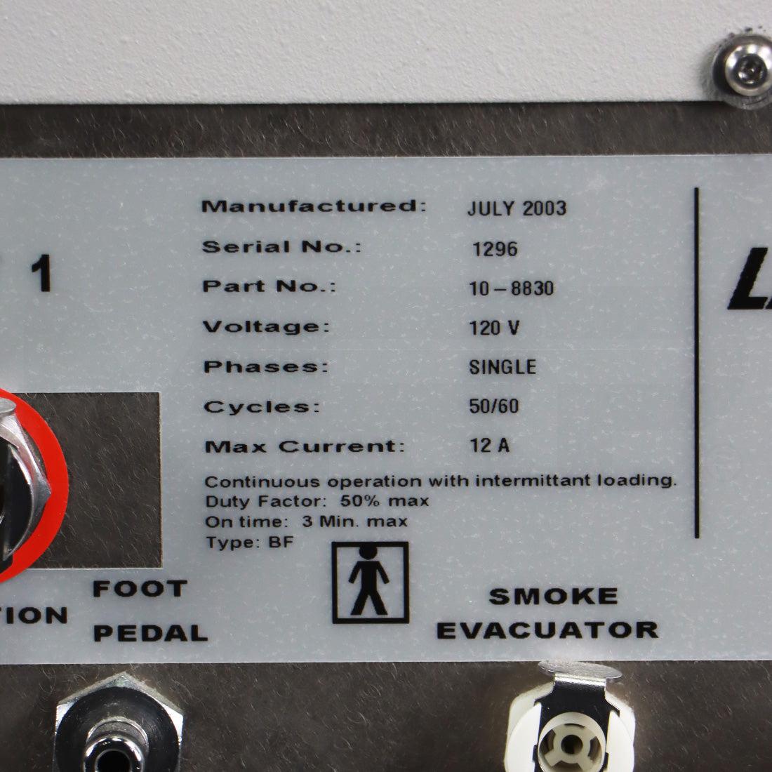 2003 Laserscope Aura i System Serial