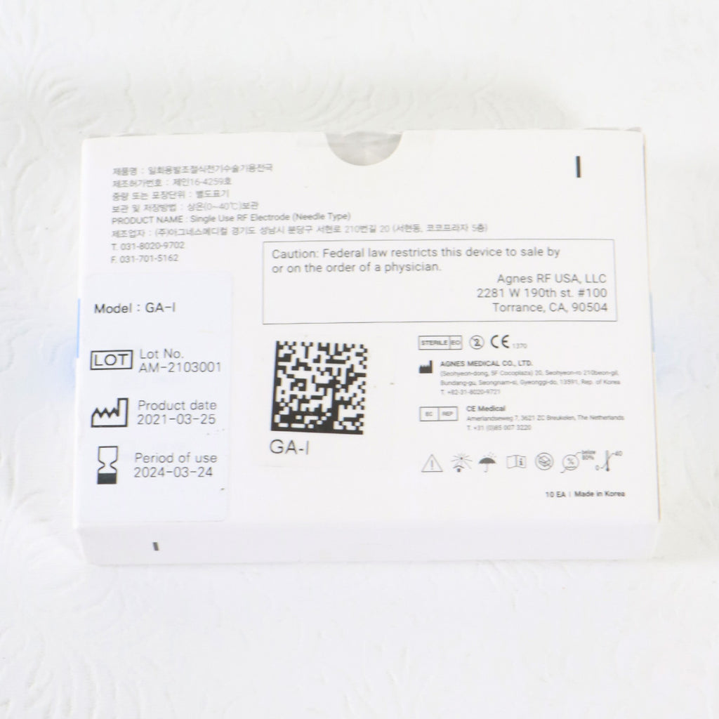 Agnes Medical RF Electrode Type Model GA-I 10x Micro-Insulated Needle EXP 3/2024