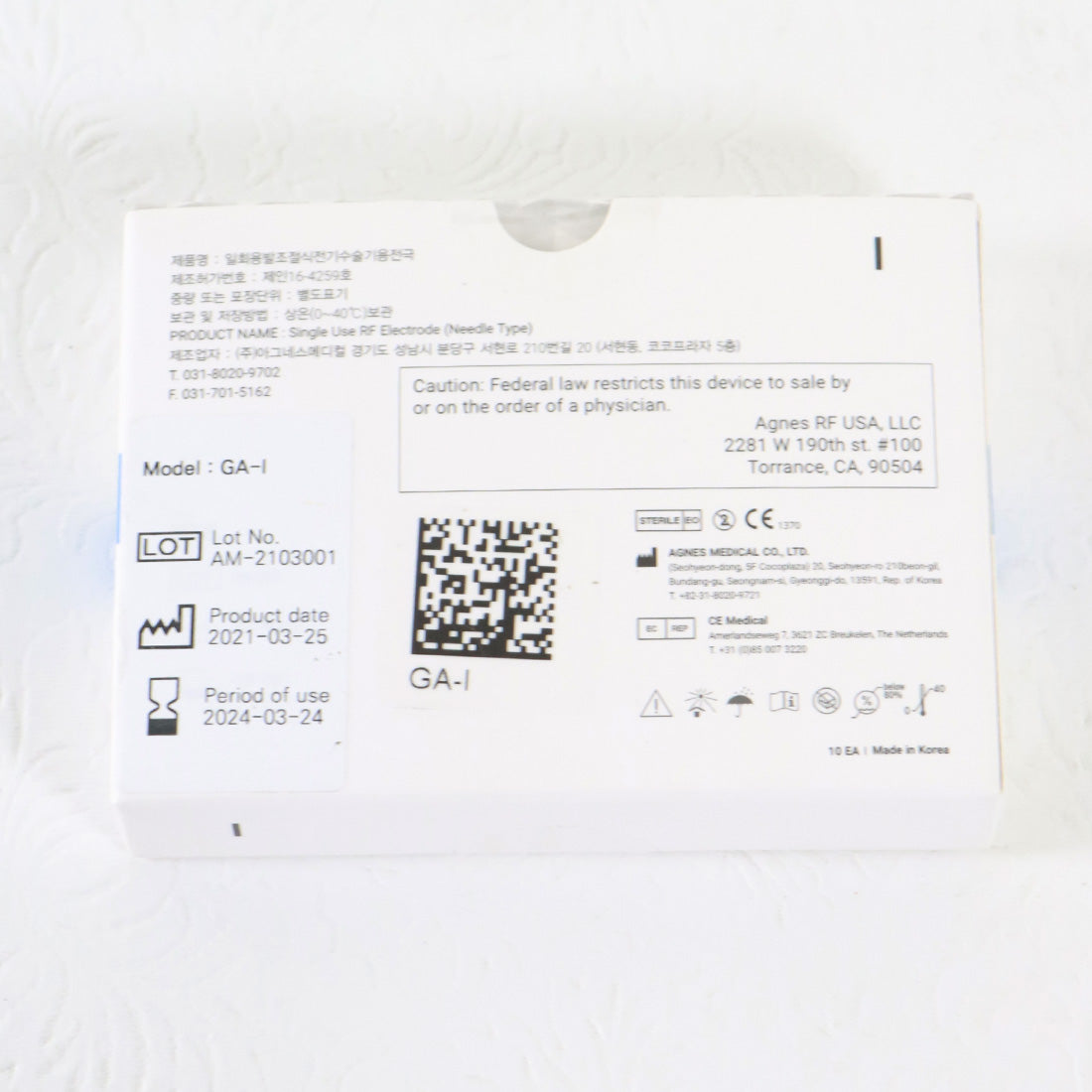 Agnes Medical RF Electrode Type Model GA-I 10x Micro-Insulated Needle EXP 3/2024