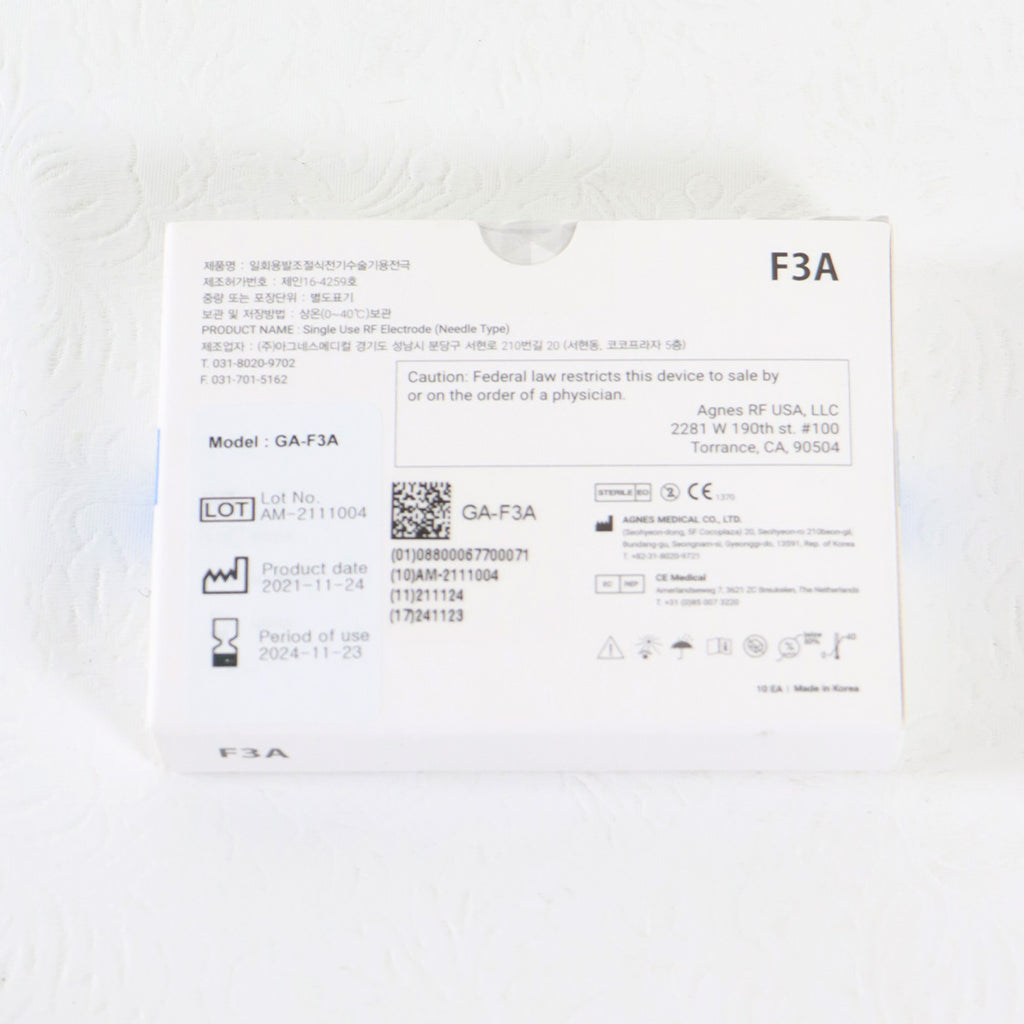 Agnes Medical RF Electrode Type Model F3A 10x Micro-Insulated Needle EXP 11/2024