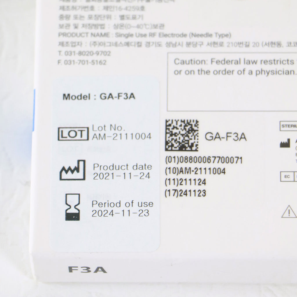 Agnes Medical RF Electrode Type Model F3A 10x Micro-Insulated Needle EXP 11/2024