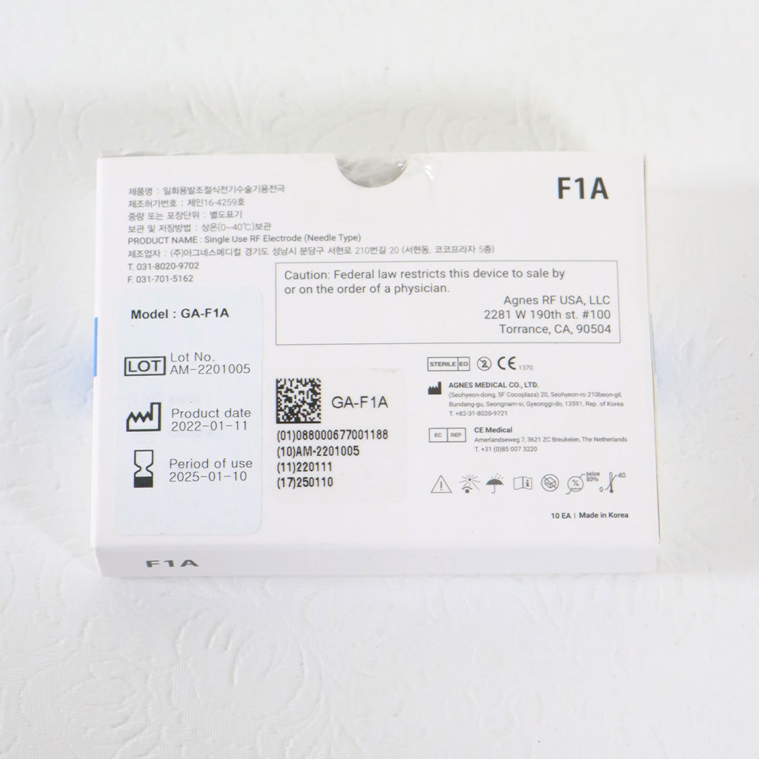 Agnes Medical RF Electrode Type Model F1A 10x Micro-Insulated Needle EXP 01/2025