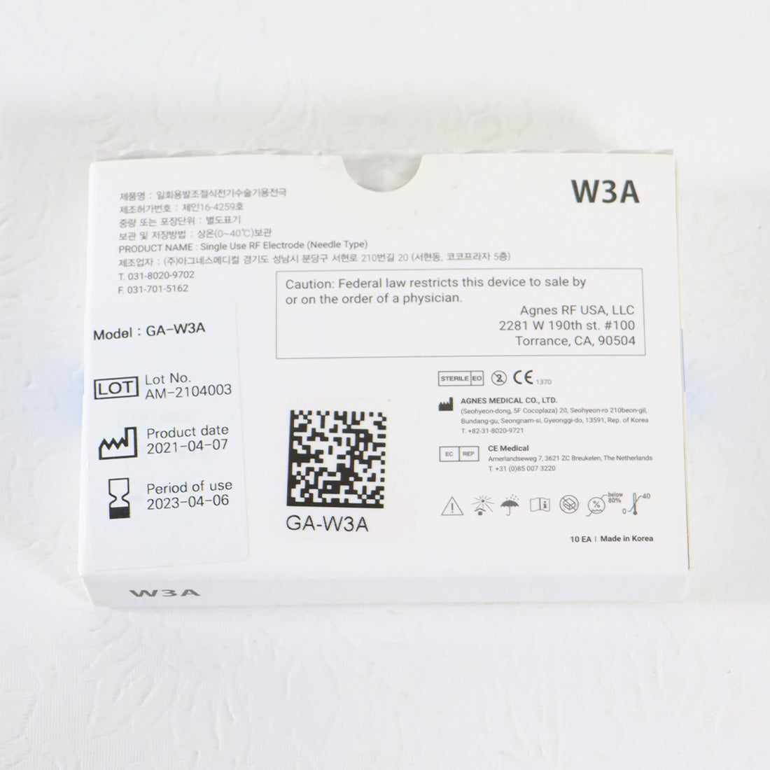Agnes Medical RF Electrode Type Model W3A 9x Micro-Insulated Needle EXP 04/2023