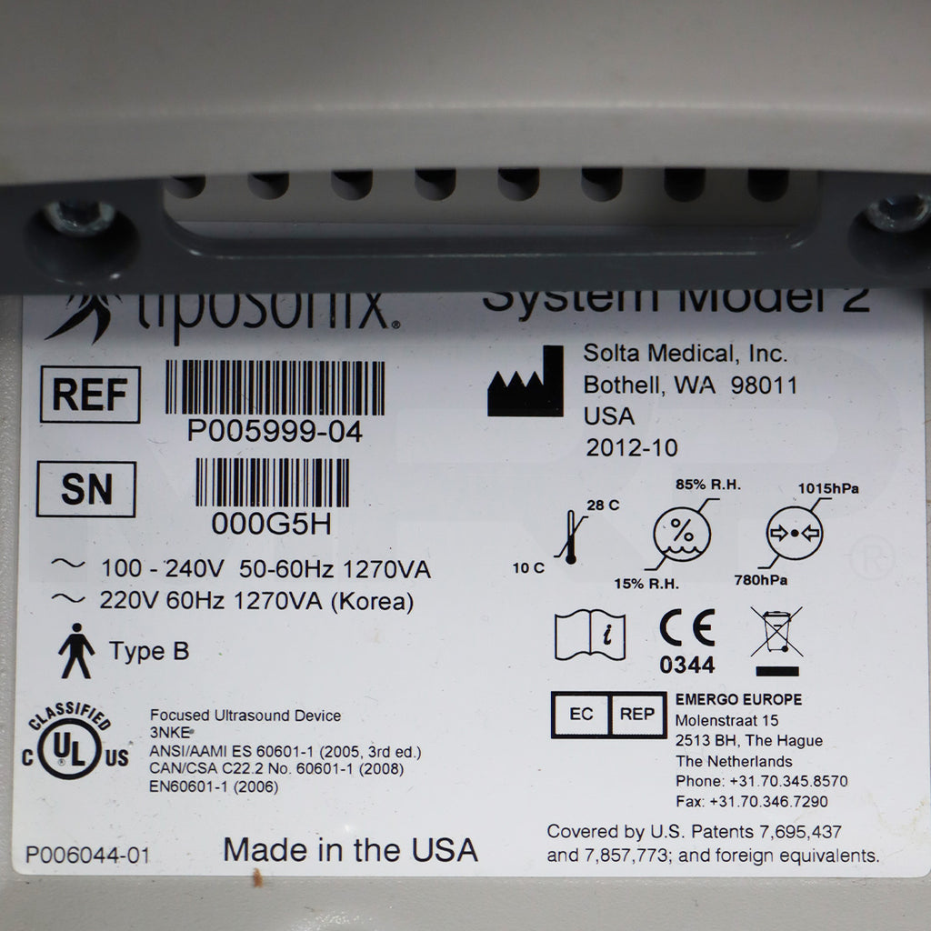 2012 Liposonix Model 2 Focused Ultrasound Body Contour Fat Cellulite Reduction System