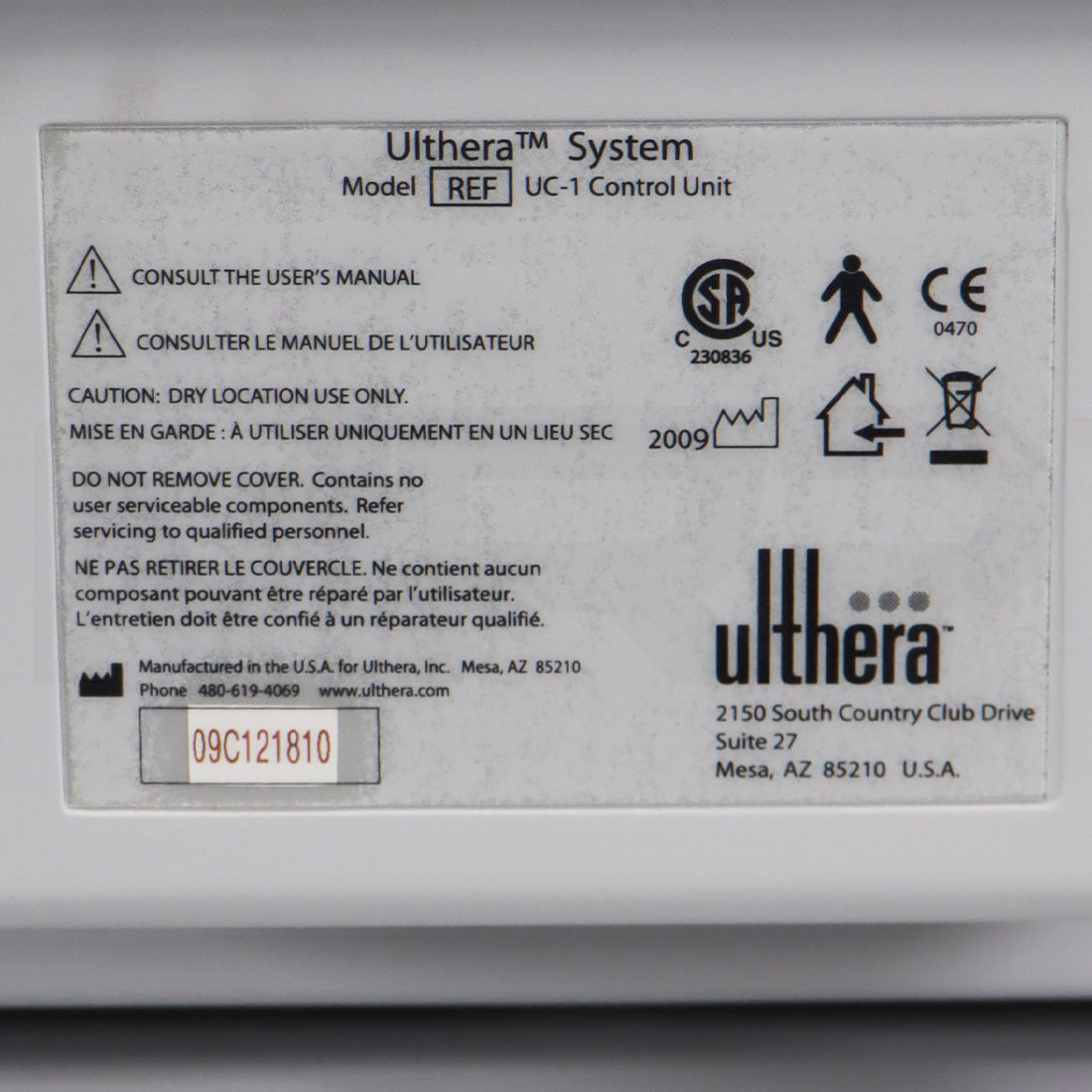 2009 Ulthera Ultherapy DeepSEE Ultrasound Skin Tightening Contouring System