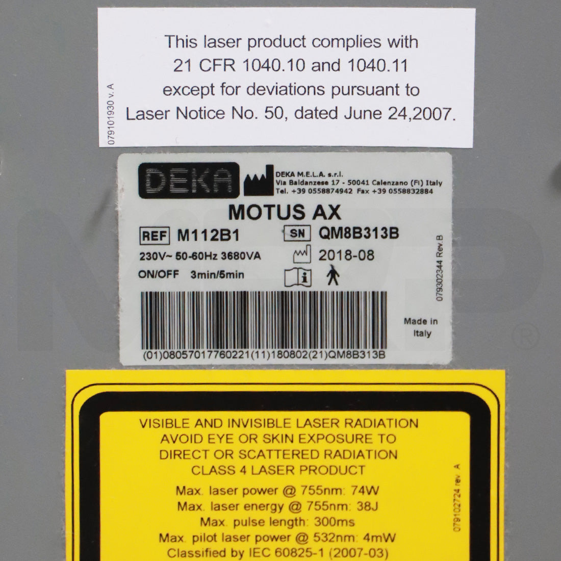 2018 DEKA Cartessa Motus AX Alexandrite 755nm Hair Removal Pigment System