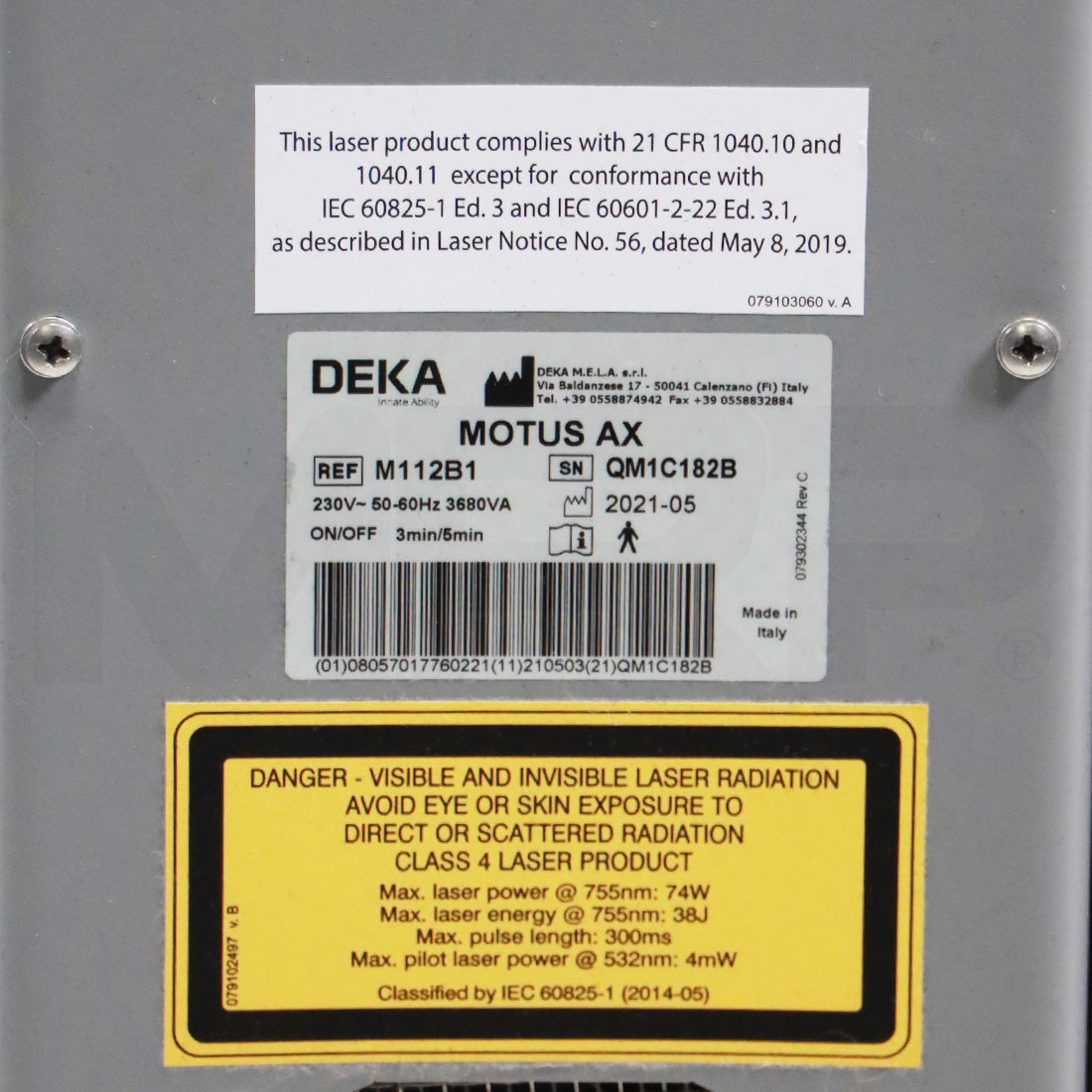 2021 DEKA Cartessa Motus AX Alexandrite 755nm Hair Removal Pigment System