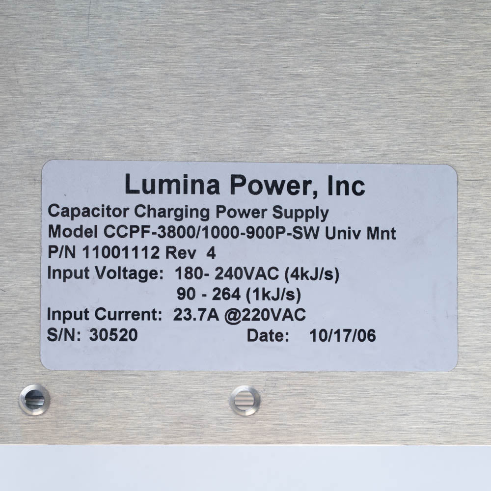 Lumina Power Capacitor Charging Power Supply - 11001112 *PARTS AS-IS*