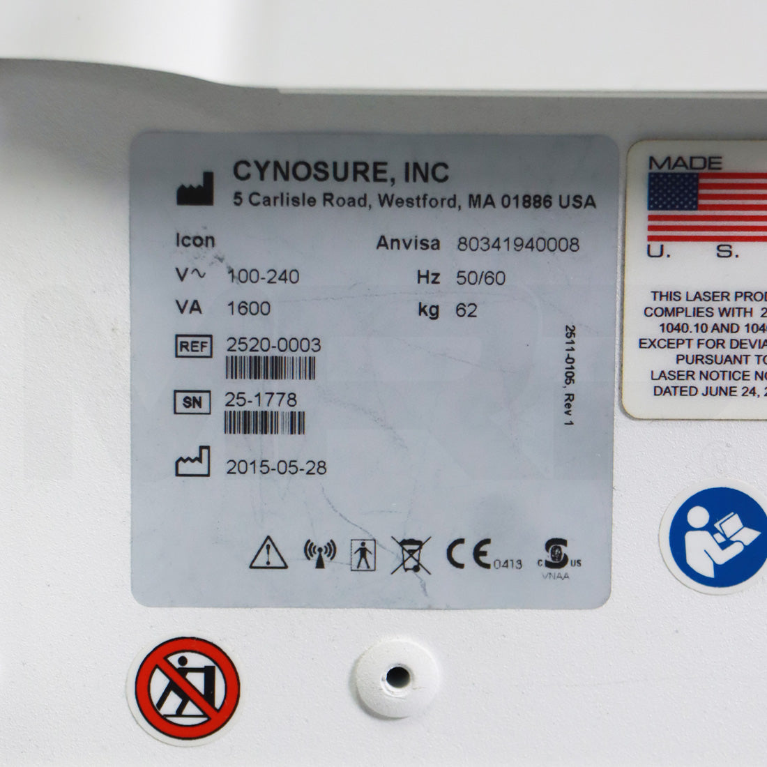 2015 Cynosure Icon IPL Laser Hair Removal MaxR MaxYs 2520-003