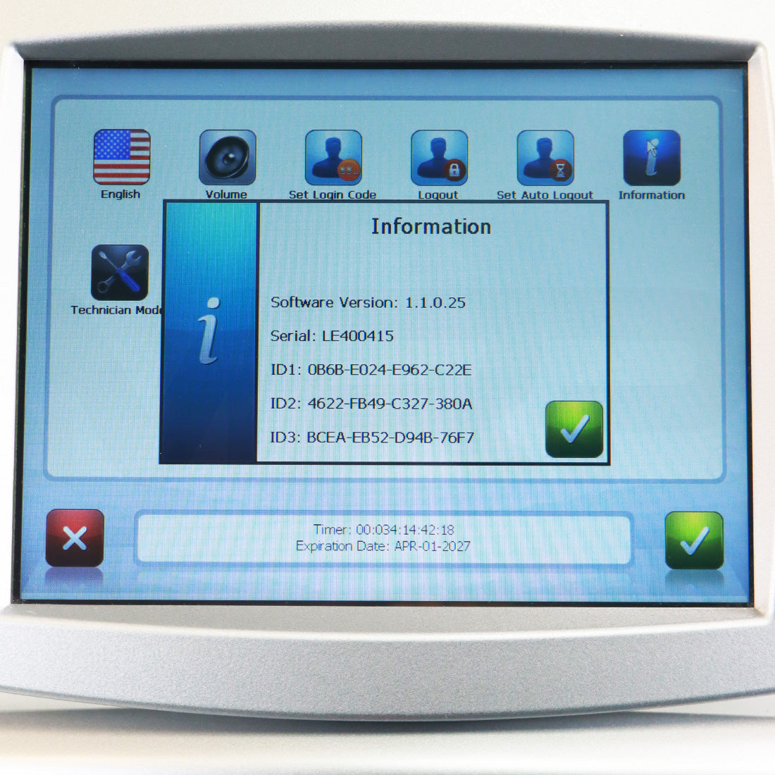 2014 VenusConcept Venus Legacy System Screen