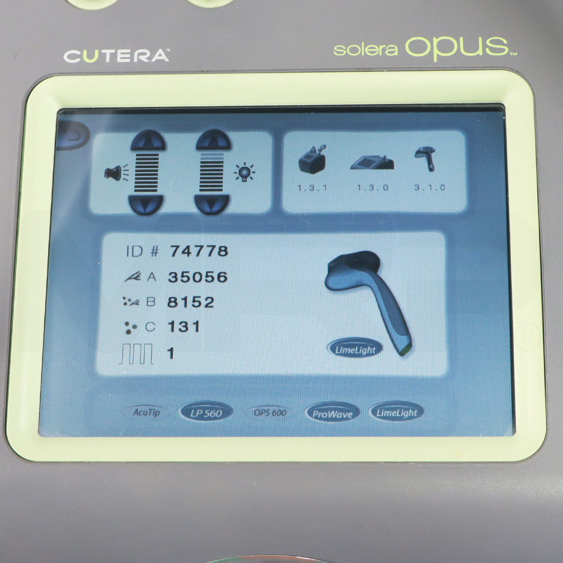 2011 Cutera Solera OPUS Prowave Limelight Pigmented Laser System