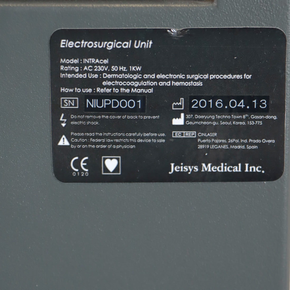 2016 Jeisys INTRAcel Fractional RF Microneedling System Wrinkles Skin Tightening