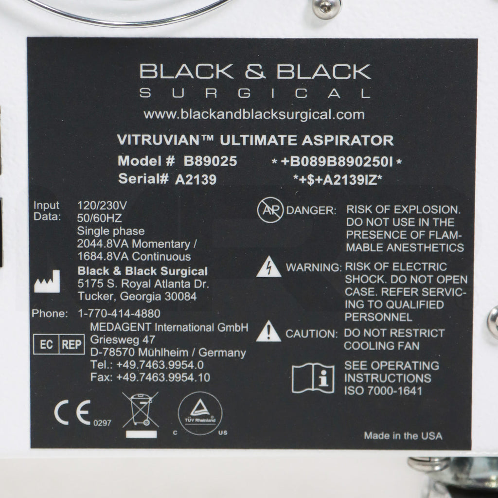 Black and Black Vitruvian Ultimate Aspirator Label