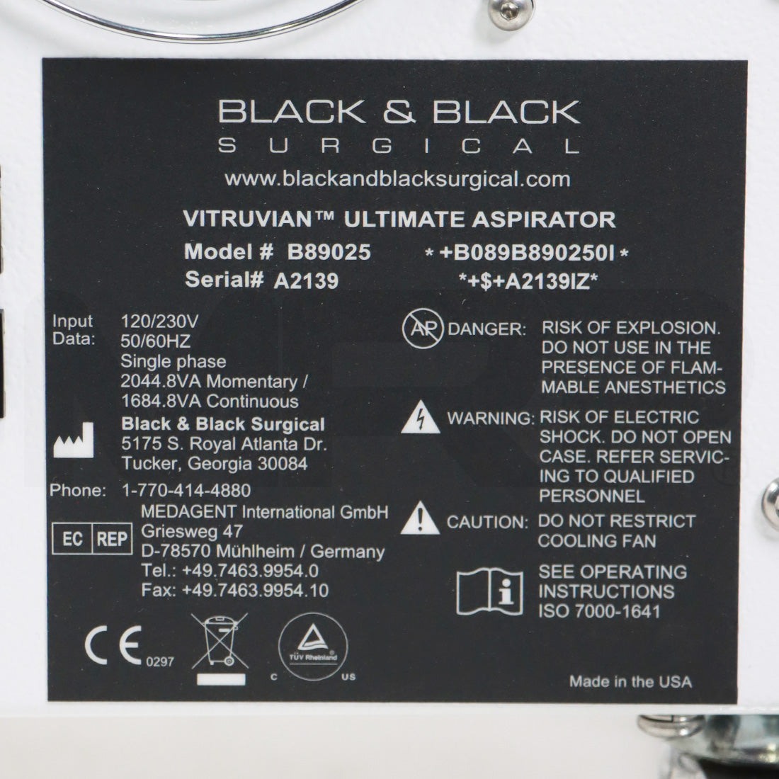 Black and Black Vitruvian Ultimate Aspirator Label