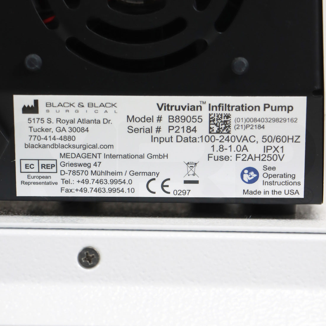 Black and Black Vitruvian Ultimate Aspirator Pump Label