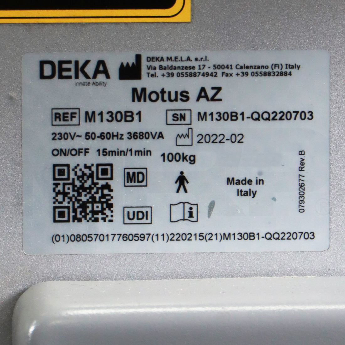 2022 DEKA Motus AZ Laser System Serial