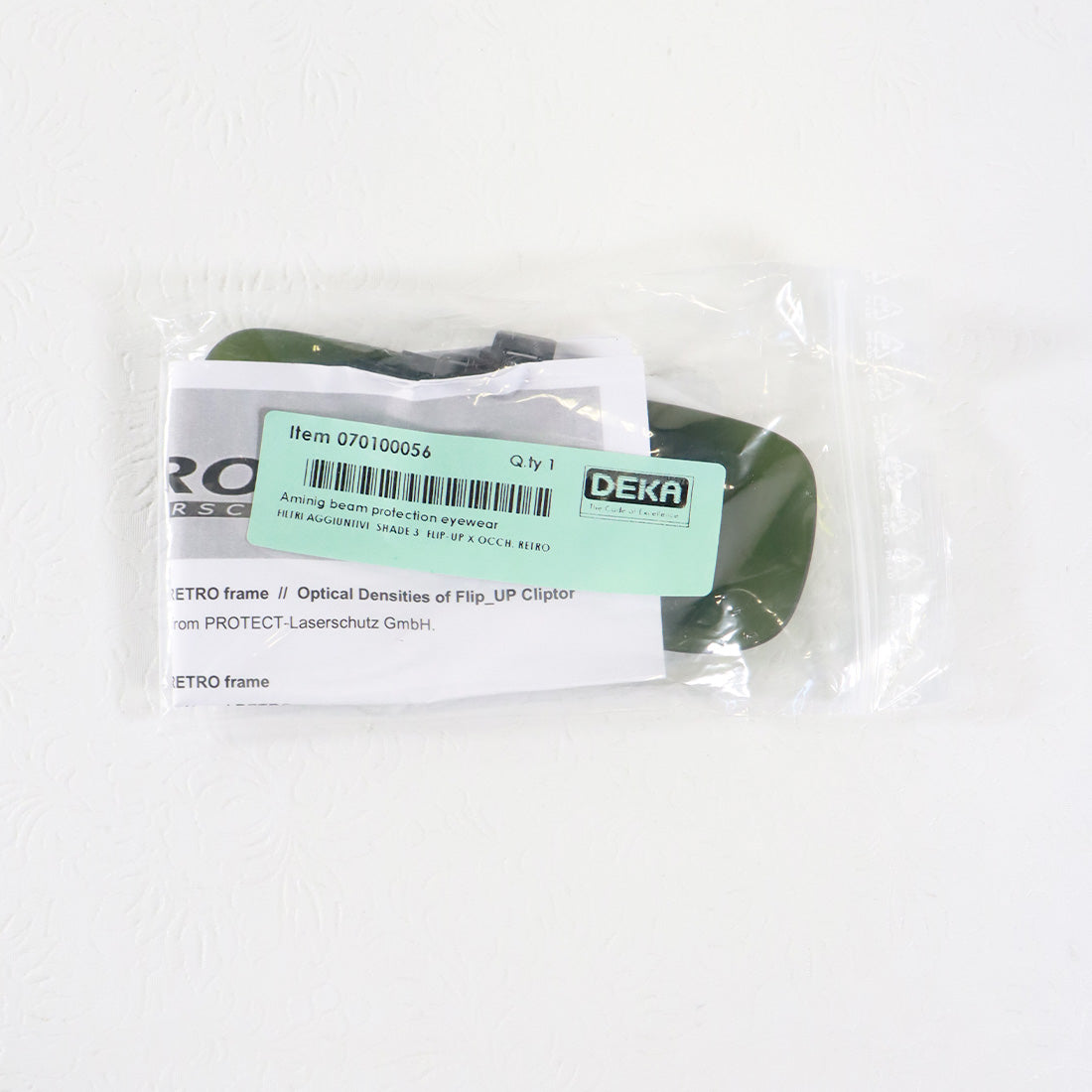 DEKA Flip-Up Cliptor Green Shade Lenses 3 BRX-R-EX-3 Beam Protection