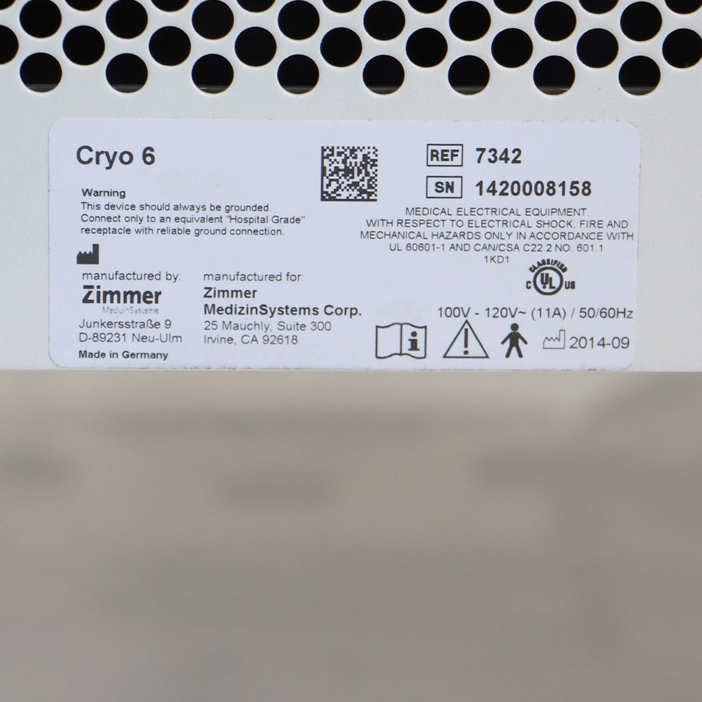 2014 Zimmer Cryo 6 Chiller Cold Air Therapy Spot Cooling Treatment Cryo
