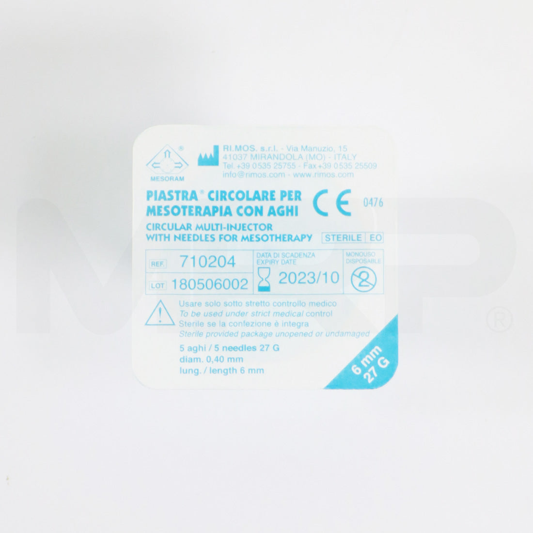 Piastra Mesoram 5 Needle Injector Plate Piastramesoram 710204 EXP 2023 - 24 Pack