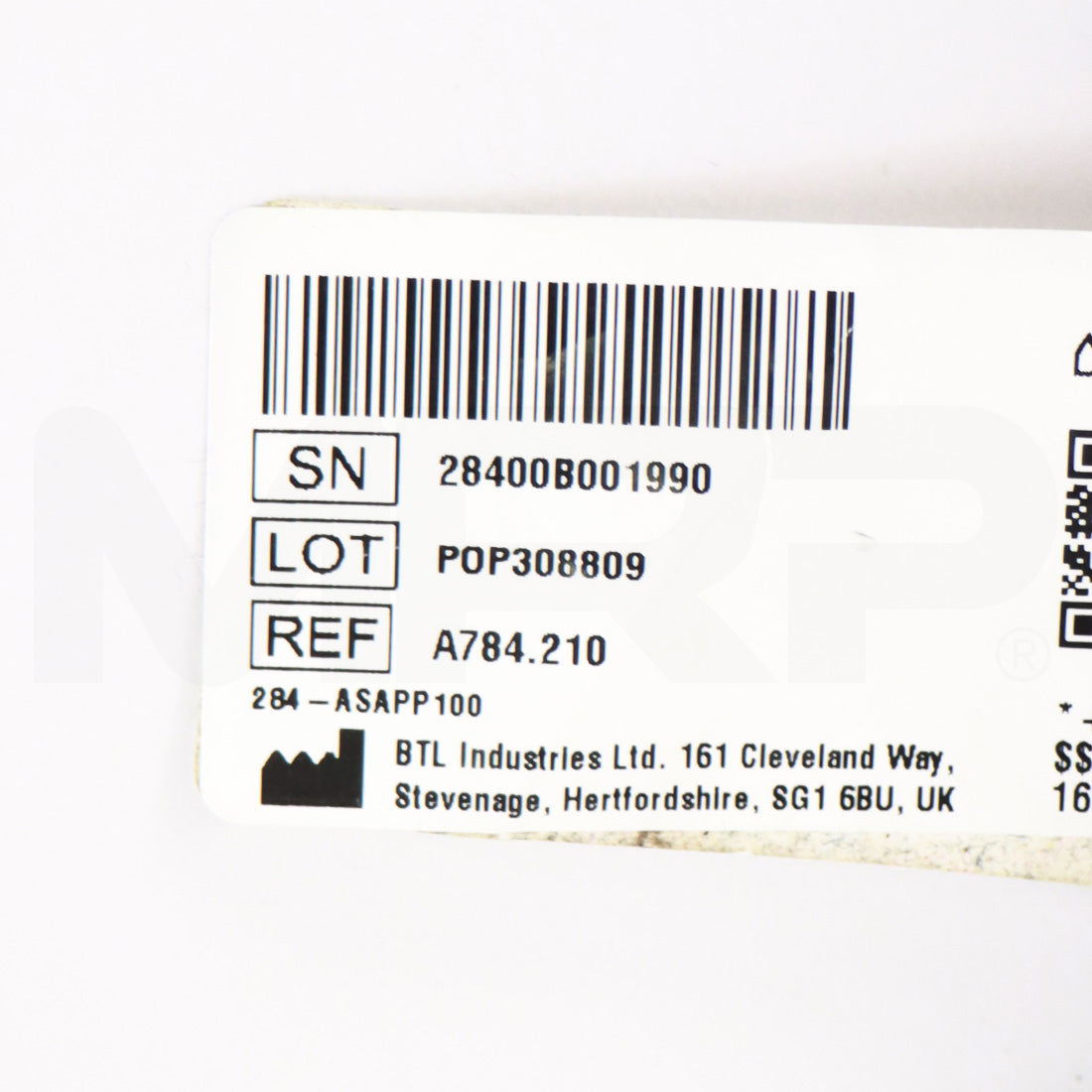 2021 BTL EMTone System Handpiece Label