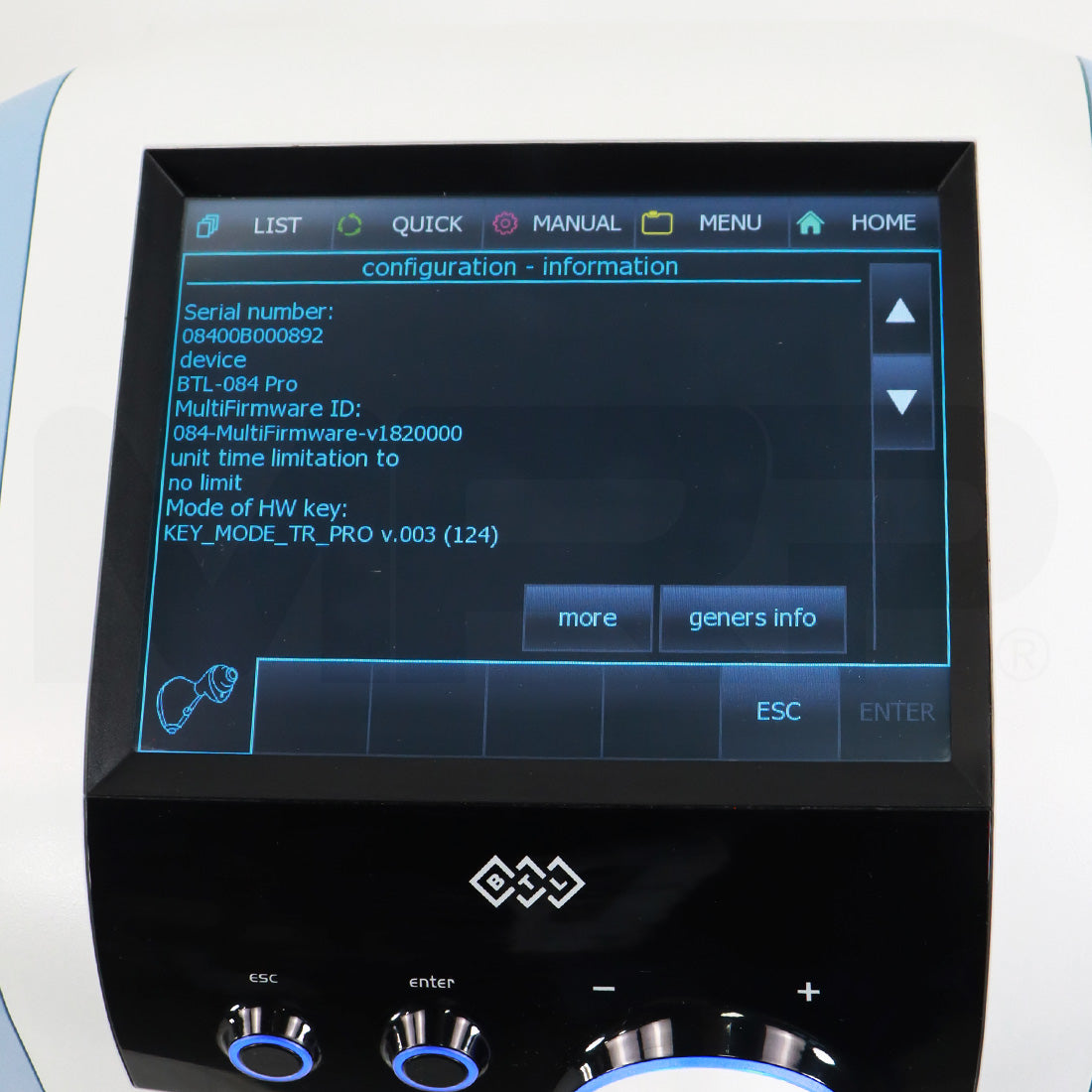 2021 BTL EMTone System Screen