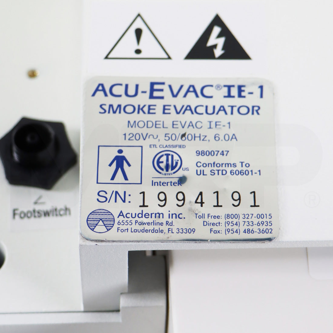 Acu-Evac IE Smoke Evacuator Wall Mount System