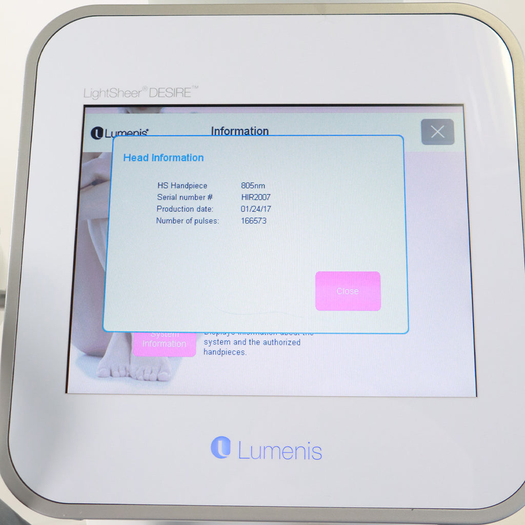 2017 Lumenis LightSheer Desire Diode Laser Hair Removal HS XC Handpieces