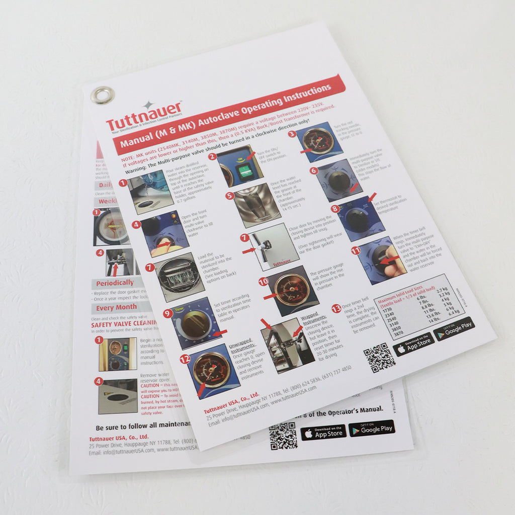 Tuttnauer Manual 9 (M&MK) Autoclave Operating Instructions MAN205-0718-A