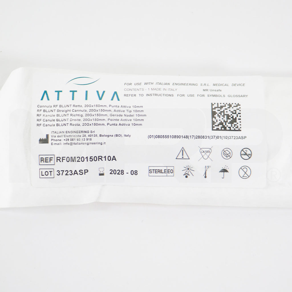 Attiva RF Blunt Straight Cannula 20gx150mm Active Tip 10mm