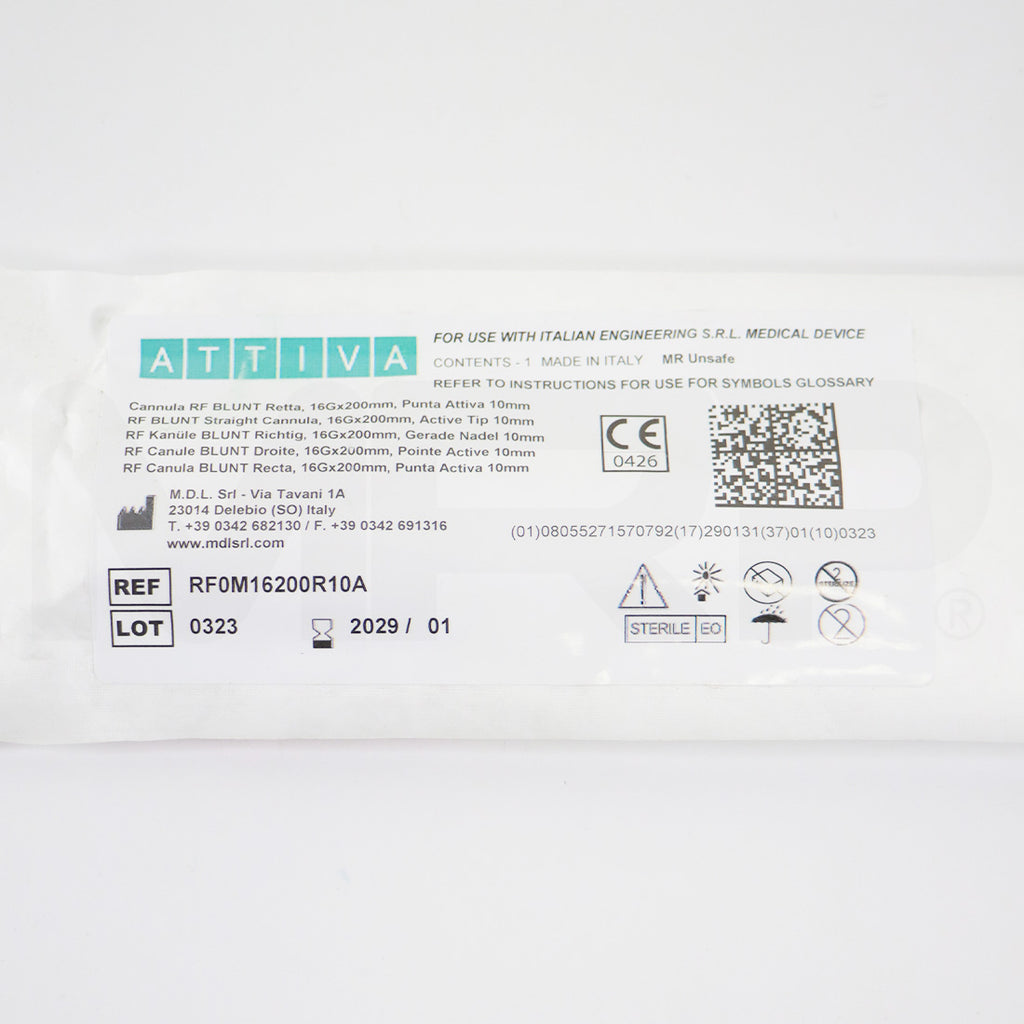 Attiva RF Blunt Straight Cannula 22gx50mm Active Tip 10mm