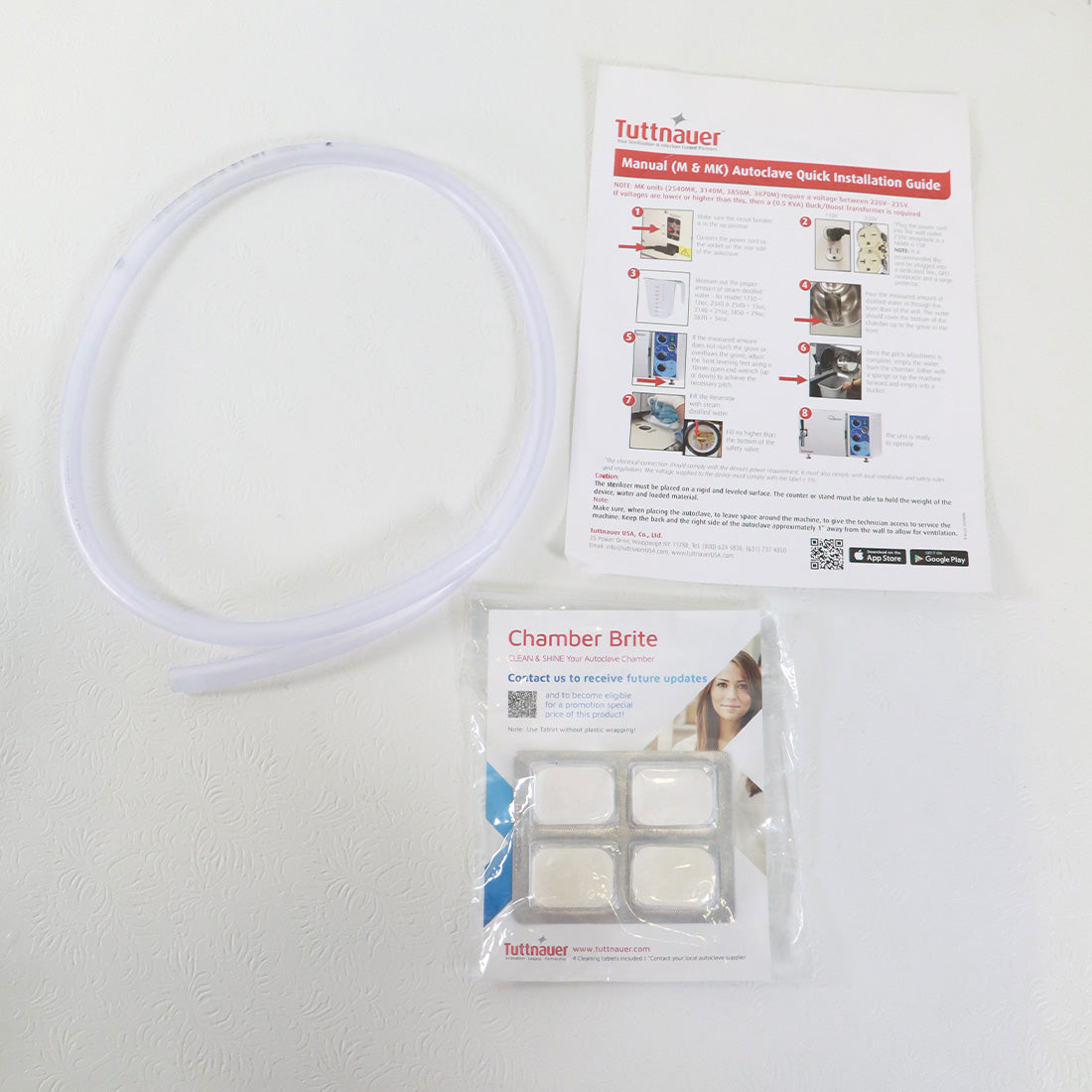 Tuttnauer Manual Autoclave Quick Installation Guide Chamber Brite Hose Kit