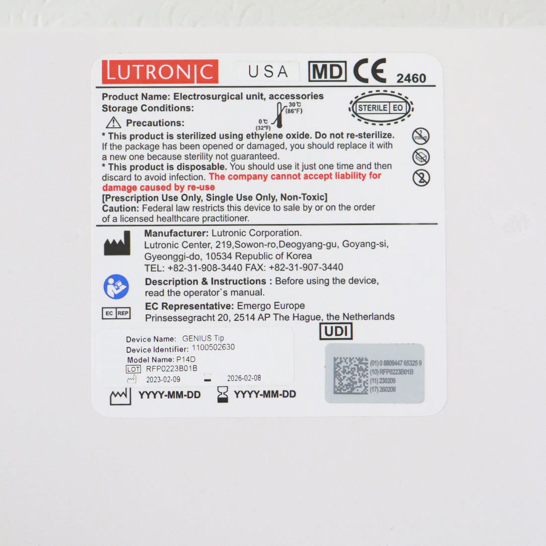 Lutronic Genius P14D Electrosurgical Microneedling Non-S Tips EXP 06/2026 - 10-Pack