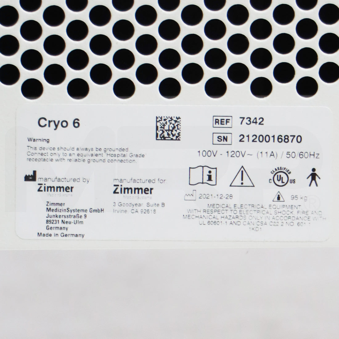 2021 Zimmer Cryo 6 Patient Air Chiller Cooling Therapy System