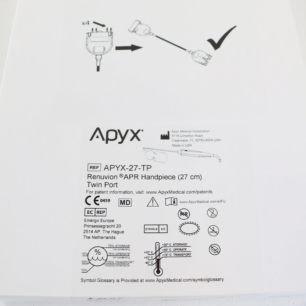 Apyx Renuvion APR Twin Port 27cm Handpiece APYX-27-TP EXP 07/2027
