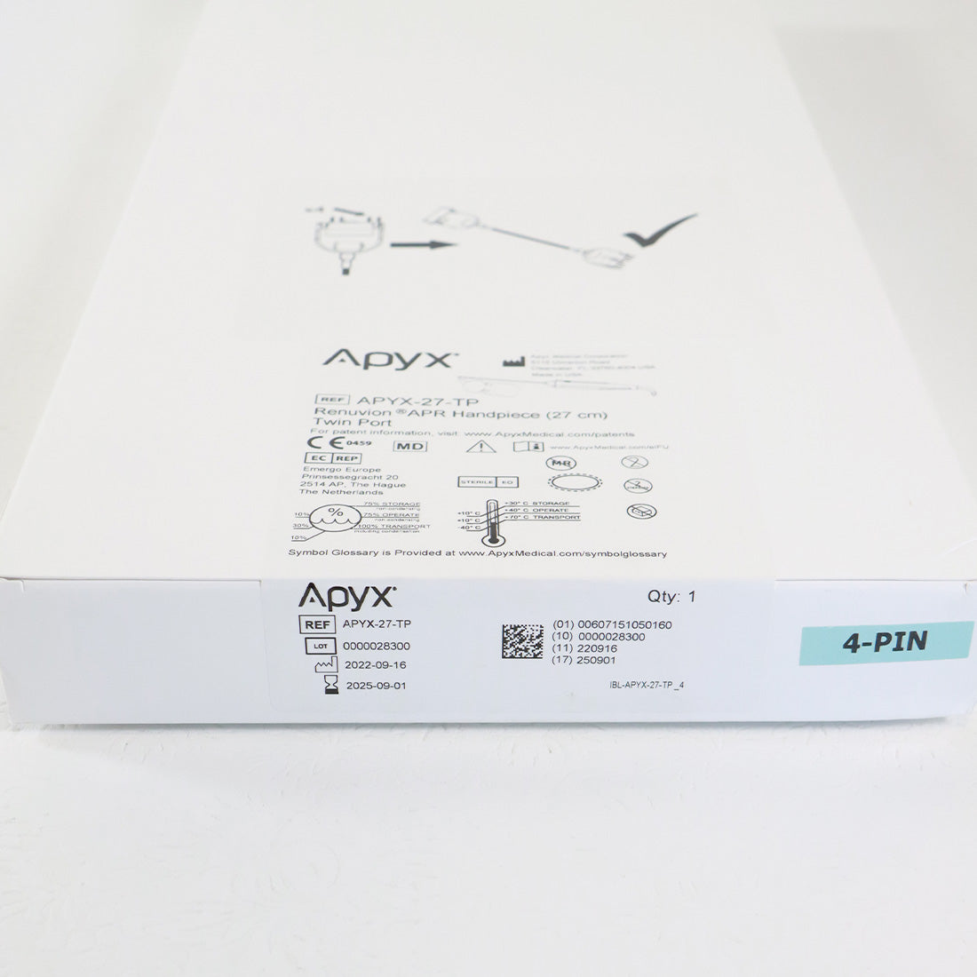 Renuvion APR Twin Port 27mm Handpiece Electrosurgical RF Generator APYX-27-TP